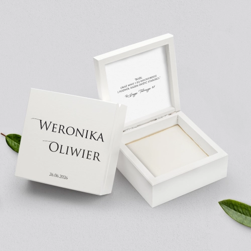 Pudełko na obrączki białe - Minimalistyczne Motyw 2