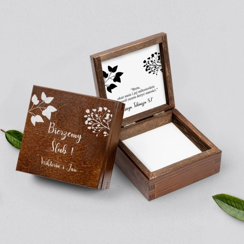 Pudełko na obrączki brązowe - Boho Motyw 3