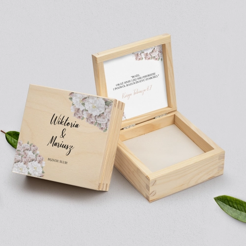 Pudełko na obrączki naturalne - Amore Rosso Motyw 2