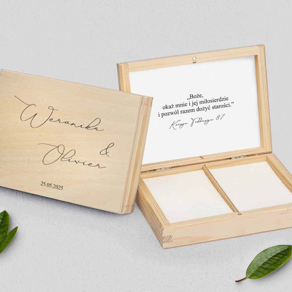 Pudełko na obrączki prostokątne naturalne - Minimalistyczne Motyw 3