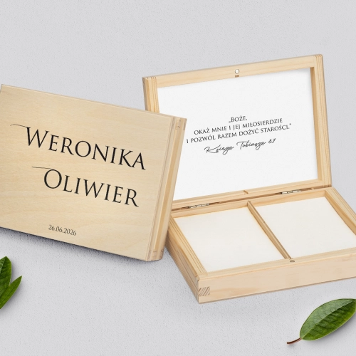 Pudełko na obrączki prostokątne naturalne - Minimalistyczne Motyw 2