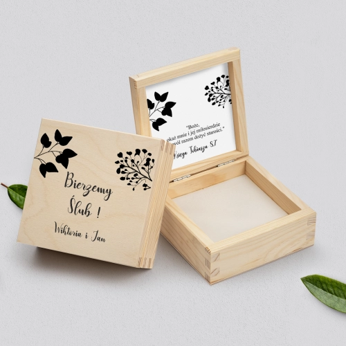 Pudełko na obrączki naturalne - Boho Motyw 3