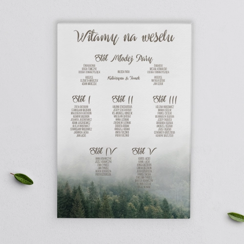 Plan stołów weselnych na płótnie Forest - Motyw 2