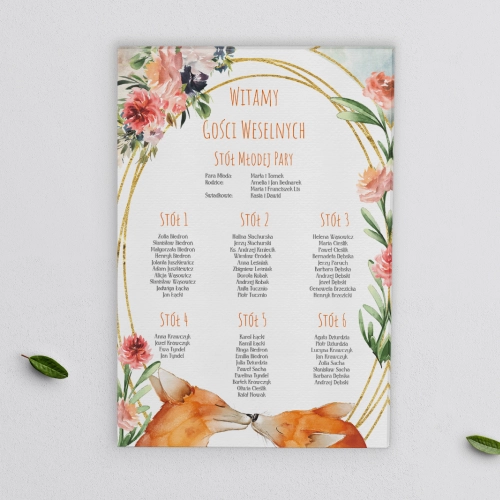 Plan stołów weselnych na płótnie Animals Motyw 1