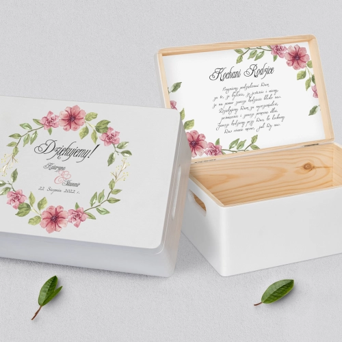 Skrzyneczka dla Rodziców - biała Akwarelowe Wianki Motyw 6