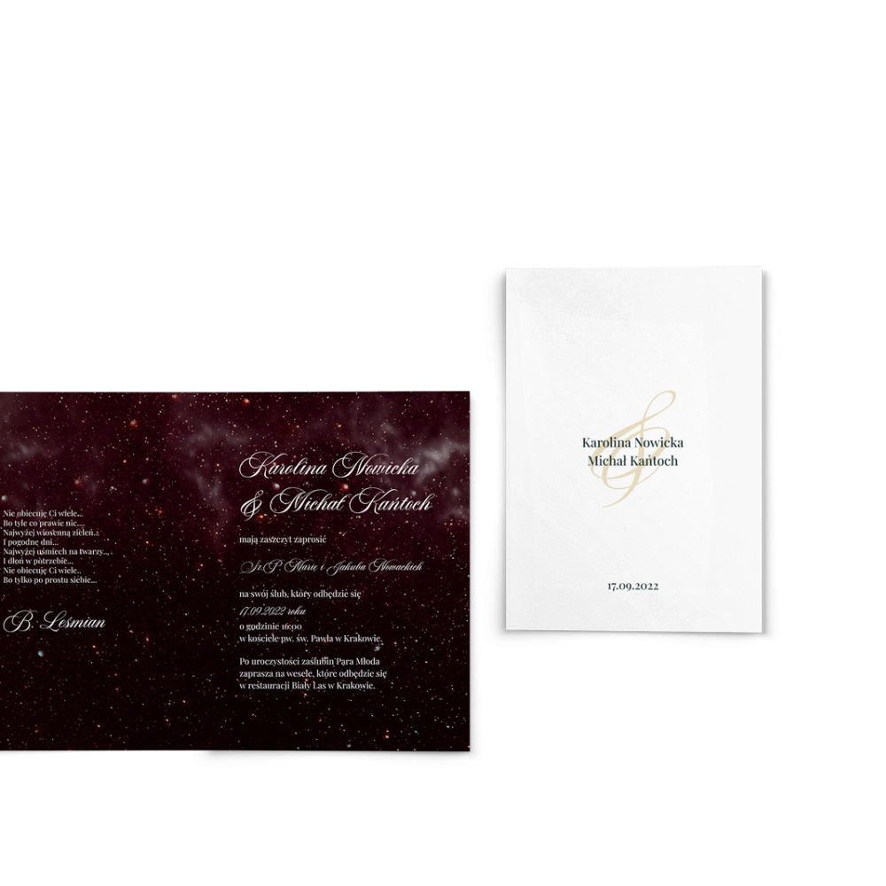Zaproszenia ślubne Galaxy - Składane motyw 3