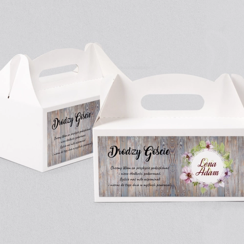 Pudełko na ciasto weselne Rustical Motyw 17