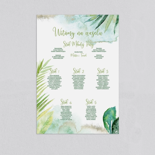 Plan stołów weselnych Tropical - Motyw 2