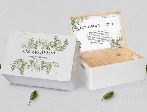 Skrzyneczka dla Rodziców - biała Leaves Motyw 2