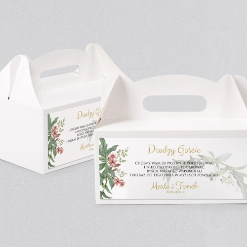 Pudełko na ciasto weselne Liście- Motyw 2