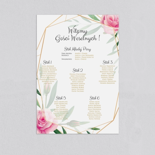 Plan stołów weselnych Flowers & Frame - Motyw 4