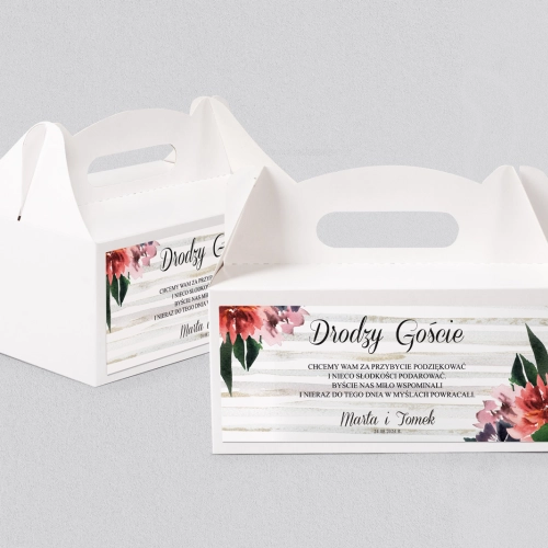 Pudełko na ciasto weselne Akwarelka - Motyw 3