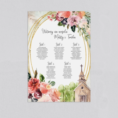 Plan stołów weselnych Spring Love Motyw 1