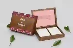 Pudełko na obrączki prostokątne brązowe - Retro Style Motyw 2