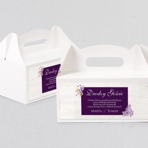 Pudełko na ciasto weselne Biała Stodoła - Motyw 1