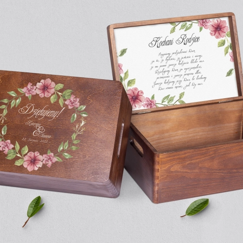 Skrzyneczka dla Rodziców - brązowa Akwarelowe Wianki Motyw 6