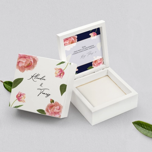 Pudełko na obrączki białe - Loveletter Motyw 6