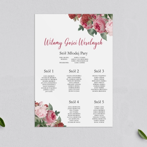 Plan stołów weselnych Amore Rosso - Motyw 1