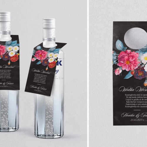 Zawieszka na alkohol oczko Black Flowers - Motyw 1