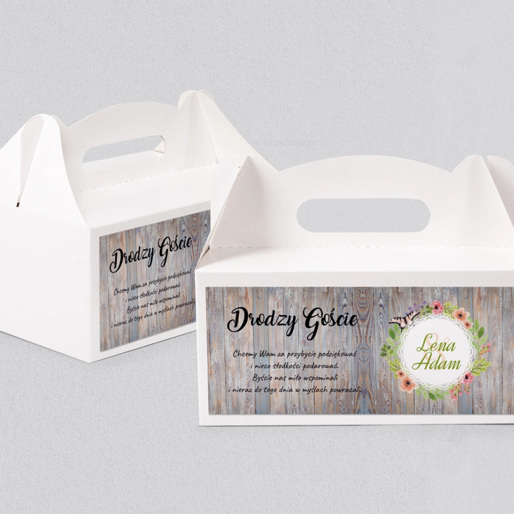 Pudełko na ciasto weselne Rustical Motyw 11