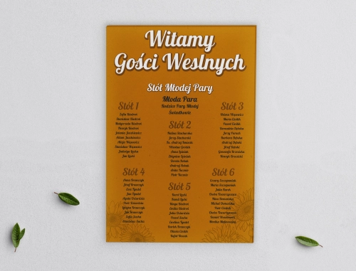 Plan stołów weselnych na płótnie Sunflowers Motyw 3