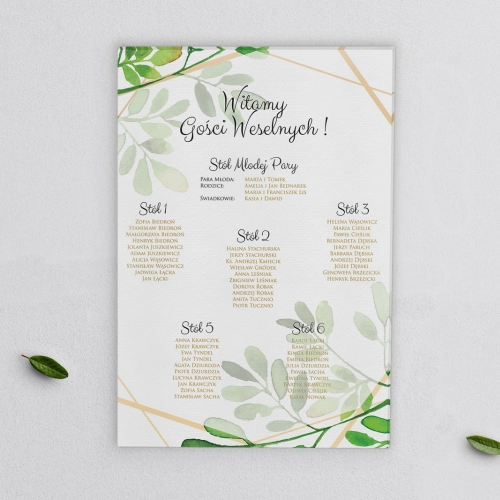 Plan stołów weselnych na płótnie Flowers & Frame Motyw 3