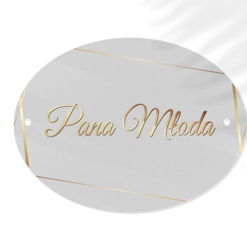 Zawieszka na krzesła - Owalna Marmur & Złoto - Motyw 2