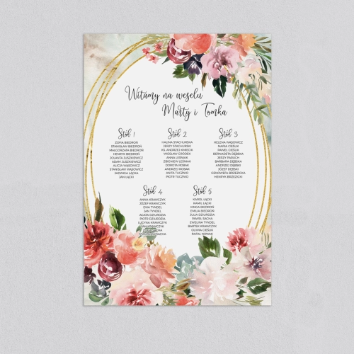 Plan stołów weselnych Spring Love Motyw 2