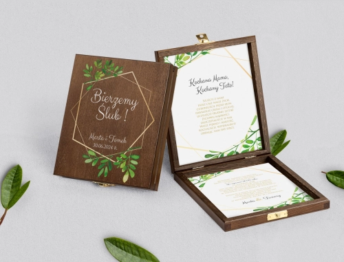 Zaproszenie dla Rodziców - brązowe Flowers & Frame Motyw 3