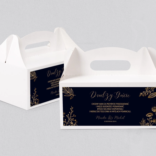 Pudełko na ciasto weselne Goldish - Motyw 2