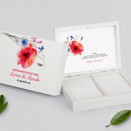 Pudełko na obrączki prostokątne białe - Sweet Love Motyw 2