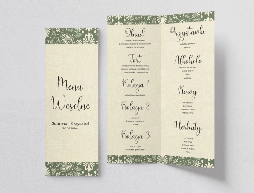 Menu Weselne Vintage - Motyw 2