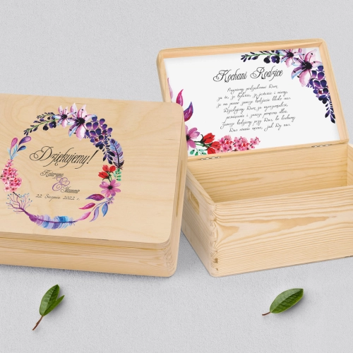 Skrzyneczka dla Rodziców - naturalna Akwarelowe Wianki Motyw 7