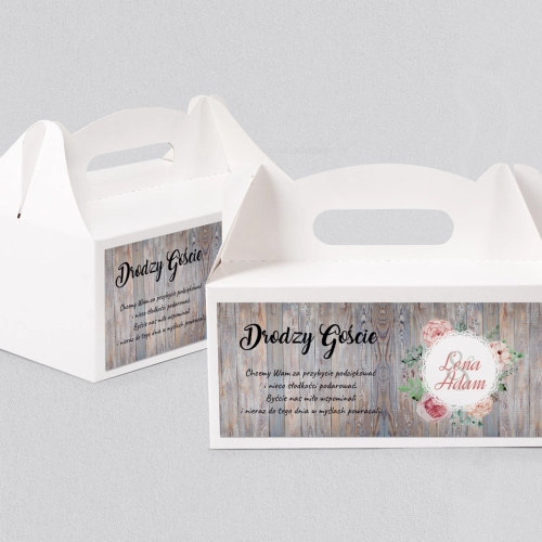 Pudełko na ciasto weselne Rustical Motyw 15