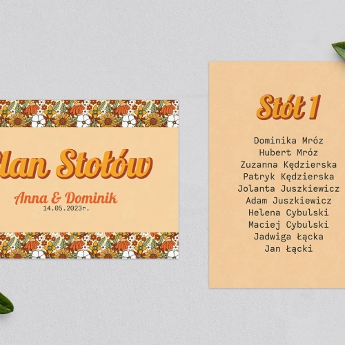 Plan Stołów - Karteczka Retro Style Motyw 1