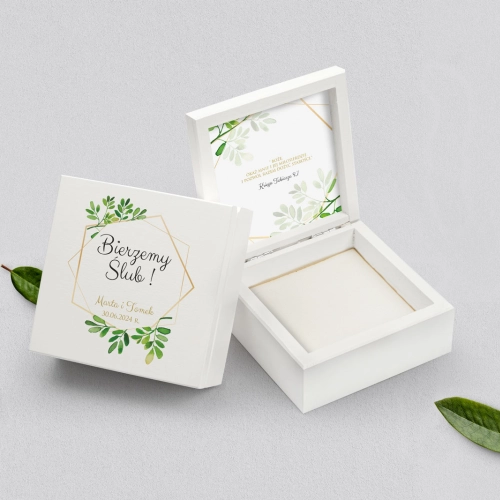 Pudełko na obrączki białe - Flowers & Frame Motyw 3
