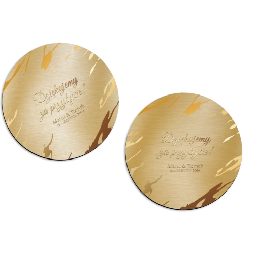 Magnes Okrągły - Marmur & Złoto - Motyw 3