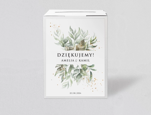 Pudełko na koperty i pieniądze Leaves Motyw 1