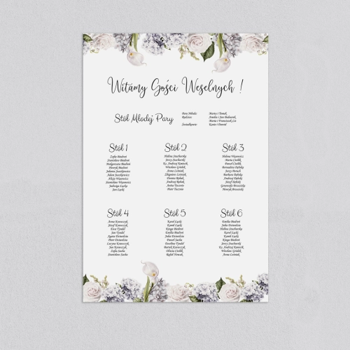 Plan stołów weselnych Ofelia - Motyw 1