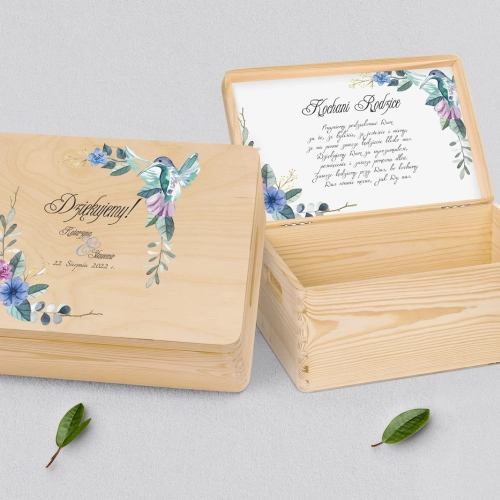 Skrzyneczka dla Rodziców - naturalna Akwarelowe Wianki Motyw 8