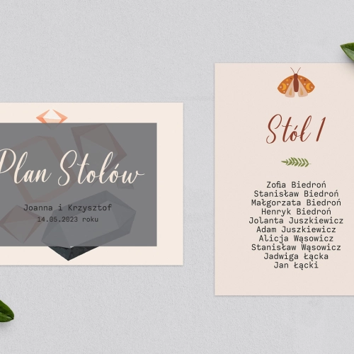 Plan Stołów - Karteczka Butterflies - Motyw 3