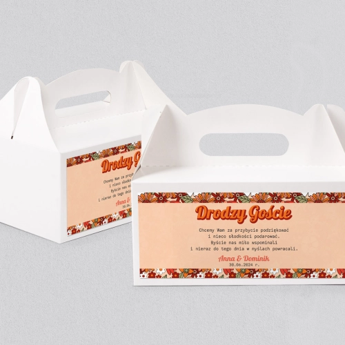 Pudełko na ciasto weselne Retro Style - Motyw 3