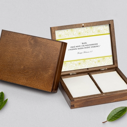 Pudełko na obrączki prostokątne brązowe - Ornaments Motyw 11