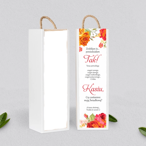 Prośba o Świadkowanie - SNW Akryl biała Serce Kwiat Motyw 3