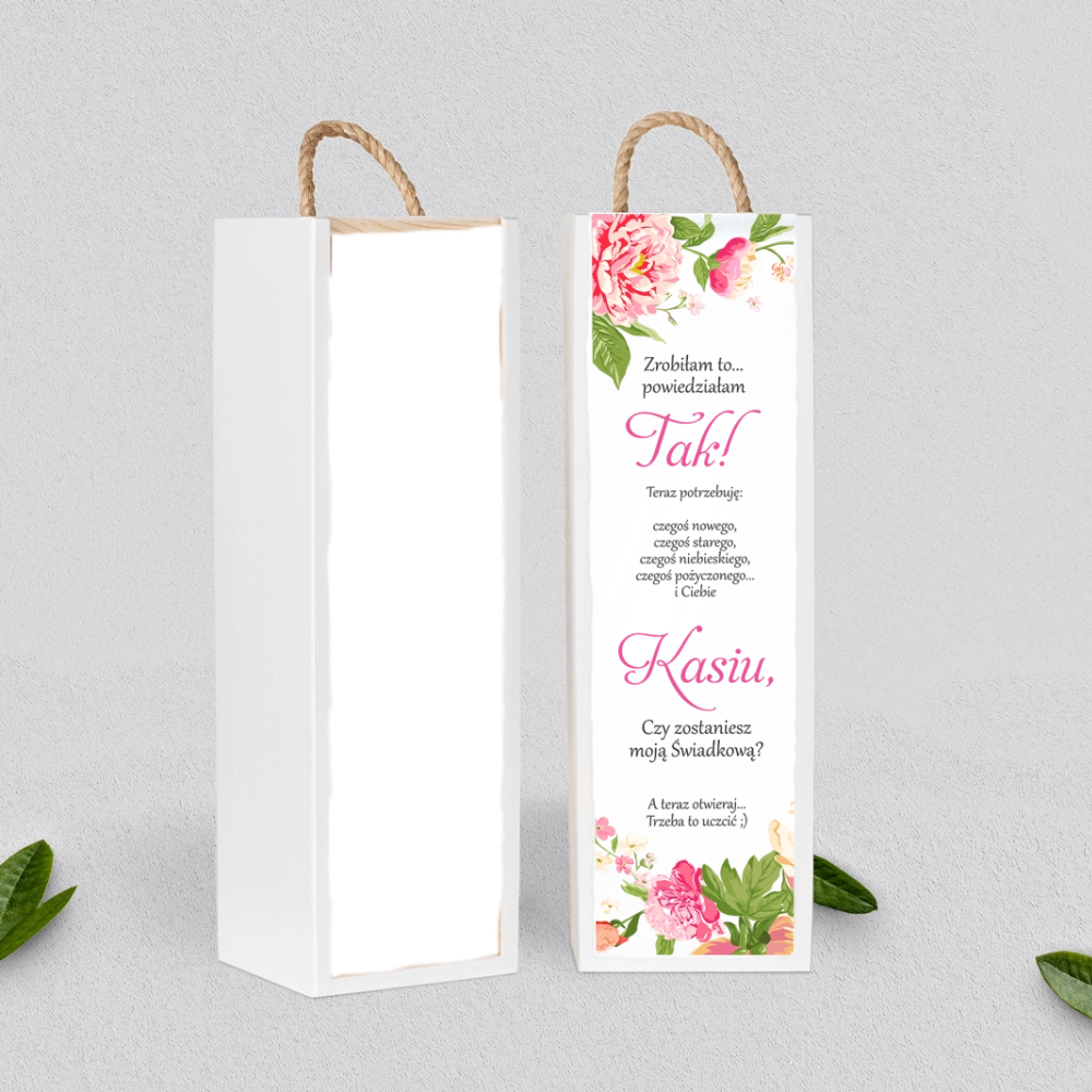 Prośba o Świadkowanie - SNW Akryl biała Serce Kwiat Motyw 1