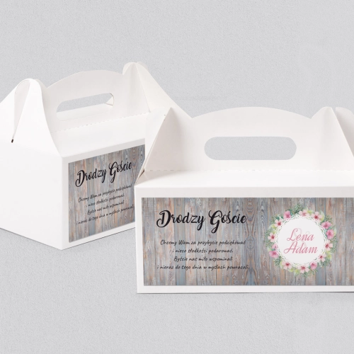 Pudełko na ciasto weselne Rustical Motyw 6