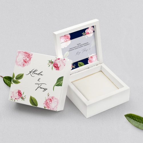Pudełko na obrączki białe - Loveletter Motyw 2