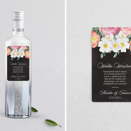 Naklejki na alkohol - Black Flowers - Motyw 3