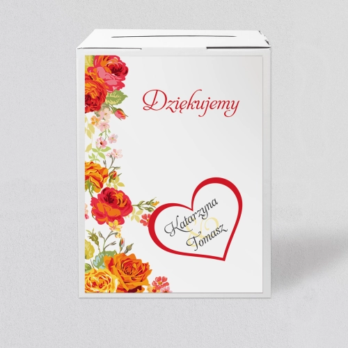 Pudełko na koperty i pieniądze Serca Kwiat Motyw 3