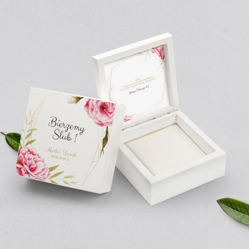 Pudełko na obrączki białe - Flowers & Frame Motyw 5